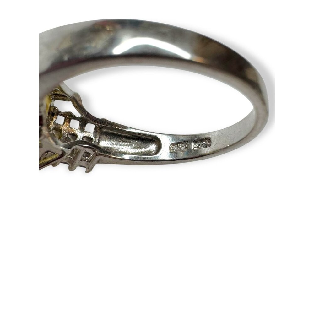 Sterling Silver Ring With Citrine & White Spinel Size 10.5 - Picture 6 of 8